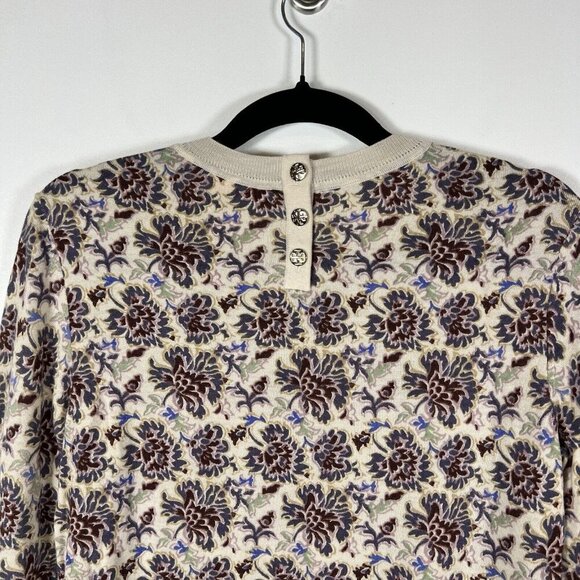 Tory Burch Floral Print Merino Wool Sweater Women’s Sz Small Lightweight - Picture 8 of 11